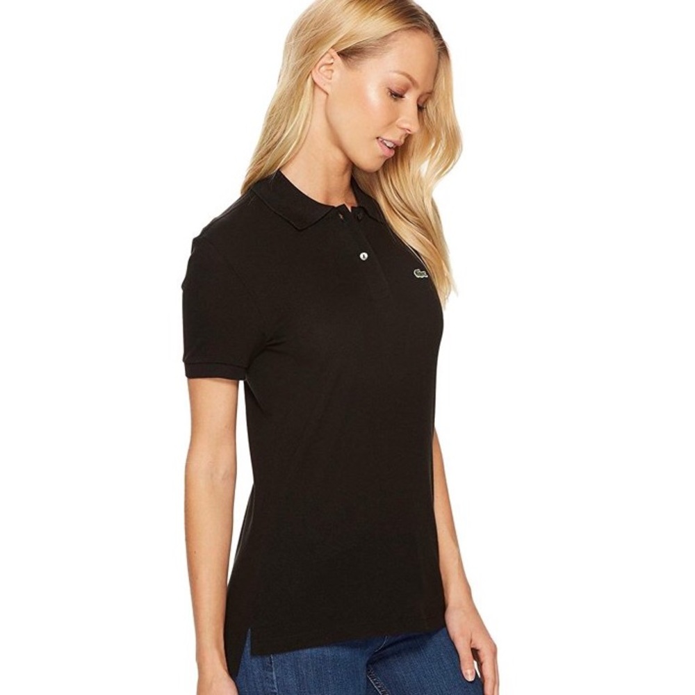 Lacoste Short‎ Sleeve Two-Button Classic Fit Pique Polo Black Sz XL